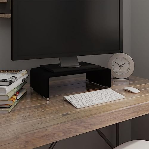 DIGBYS TV Stand/Monitor Riser Glas Schwarz 40x25x11cm