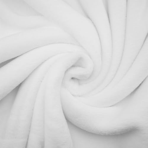 Wellness Fleece Stoff, kuschelig weicher Fleecestoff zum Nähen, weiß (Länge am Stück: ab 50cm / Breite: 150cm)