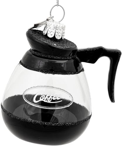 SIKORA Kaffeekanne besondere Weihnachtskugel Glas Christbaumschmuck Deko Figur Weihnachten Anhänger Ornament - Trend Line - BS572