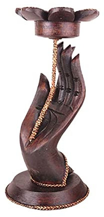 Applique per candele Candelabro creativo in legno tenuto in mano con candelabro di loto, unico portacandele da tavolo con fiore Porta candele