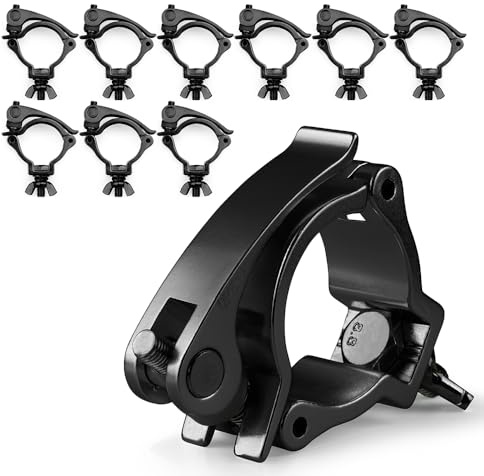 10x BeamZ BC50B-50 Quick Release Half Coupler Lighting Clamps - 100kg Capacity, Fits 48-51mm Tubes, Aluminum, Ideal for Stage and Theatrical Lighting, Stage Lighting Clamps, Half Coupler Clamp