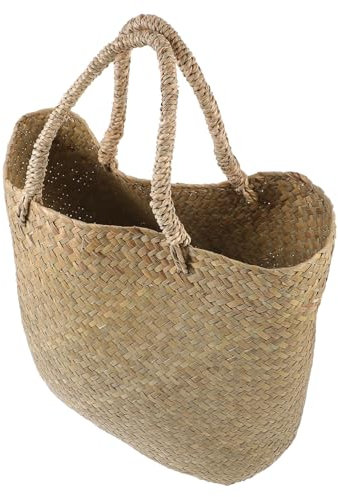 INOOMP Handgewebter Blumenkorb 38x30x18cm Stylischer Aufbewahrungskorb Mit Griffen Für Wohnzimmer Schlafzimmer Und Garten Natürlicher Geflochtener Korb Aus Seegras Modisches Design Für