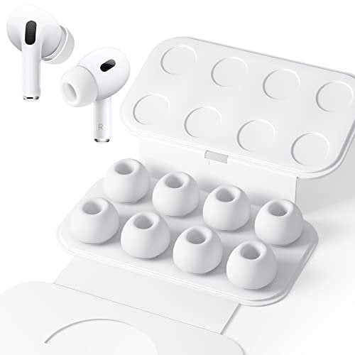 Seltureone 4 Paar Silikontips für Airpods Pro 2/Airpods Pro mit Loch zur Geräuschreduzierung, Anti Rutsch Soft Silikon Airpods pro Ersatz-Ohreinsätz - Mittlere