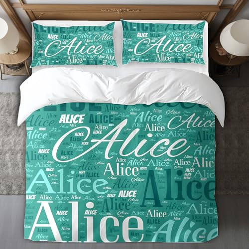 Kitlay Personalisiert Bettwäsche mit Eigenem Namen Personalisierter Bettbezug Selbst Gestalten 135x200 für Freunde, Paare, Geburtstag,Individuell in Verschiedenen Größen