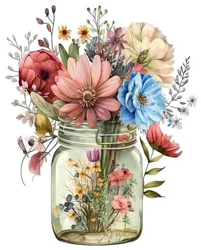 Peinture Numero Adulte, DIY Peinture Par Numero Adulte, Peinture Acrylique pour Adultes Enfants débutants Facile sur Toile Peinture Numero avec peintures et pinceaux, Fleur 40×50 cm