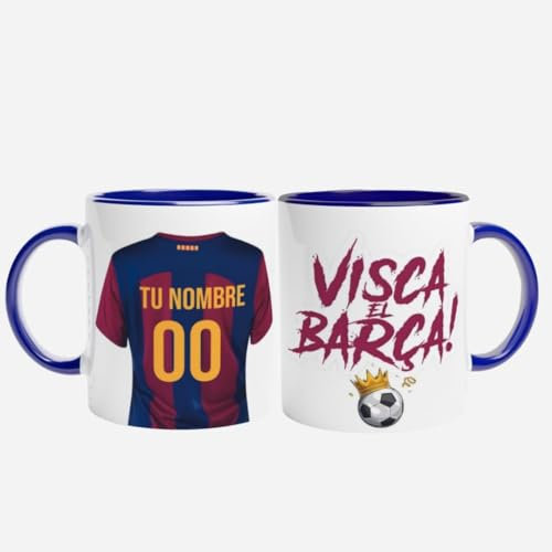 LA CASA DE LA TAZA | Taza Personalizada Fútbol | Tazas de Desayuno equipo de Fútbol | Regalo Original para Aficionados del Futbol | Real Madrid Niño Regalos | Regalos Originales (FCBARCELONA)