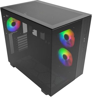 MONTECH King 65 PRO ATX Mid Tower Gaming PC Case, Dual Chamber, High Airflow Mesh Panels, Supports RTX 40 Series, 3 Pre-Installed ARGB Fans, Tool-Free Access, Tinted Glass - Black