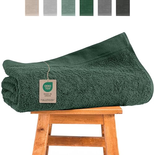 Hausfelder Serviette de Sauna XXL 100 x 200 cm, Grande Serviette de Sauna, pour Homme et Femme, 100% Coton (Vert foncé, Serviette de Sauna XXL 100 x 200 cm)