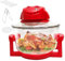 ZbOLi Multi-function Halogen Oven, 12L Halogen Air Fryer with Adjustable Temp & Timer, 1300W Countertop Halogen Oven Air Fryer, Retains Nutrients & Flavours, for Bake Grill Steam Broil Roast BBQ red