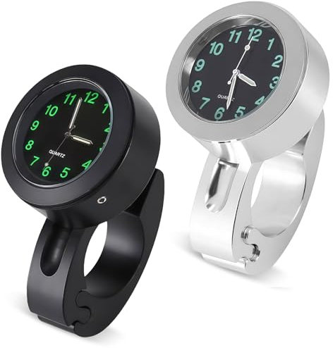GOMETY 2 Stück Uhr Motorrad, Durchmesser 22-25mm Wasserdicht Leuchtend Motorraduhren für Lenker Digitaluhr Lenkeruhr Motorraduhr zur Montage am Motorradlenker für Motorräder,Elektrofahrzeuge