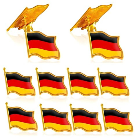 HAFRILY 10 Stück Deutschland Flaggen Anstecker Nationale Abzeichen Badge für Deutschland Flagge Anstecker Pin Flip Collar Pins Anstecker Langlebig und Farbecht Deutschland Flagge