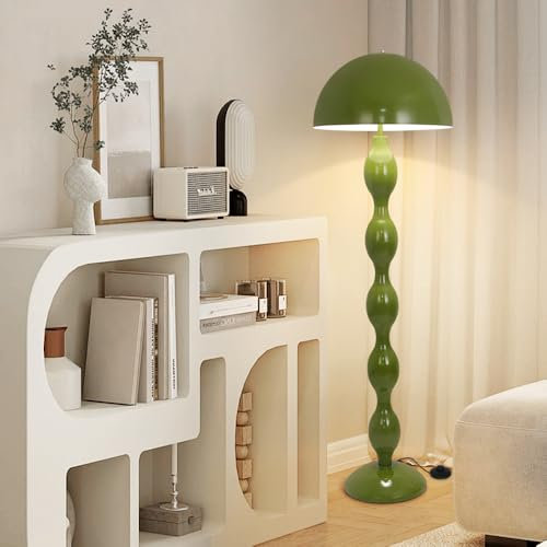 Lampadaire sur Pied Salon Vert Lampe Champignon,Lampe sur Pied Moderne pour Chambre à Coucher avec Interrupteur à Pédale,150cm Home Decoration LED Lampadaires,Compatible avec base E27 Mushroom Lamp