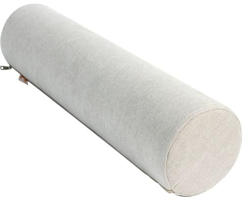 JORTUIO Nackenrolle Kissen mit Bezug,Rollenkissen 40/50/60/70/90 cm Zylindrisches Rücken, Lendenwirbelsäule Multifunktional Rohrkissen,Abnehmbar, für Betten und Sofas Yoga(Beige,15cmx90cm)