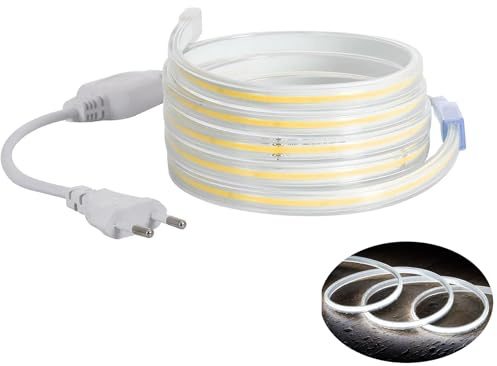 COB LED Stripe Set, LED Streifen Band Lichtschlauch Leiste Kette, Teilmöglichkeit aller 10 cm, 360LEDs pro Meter, IP20 Netzkabel mit Eurostecker (25 Meter, Kaltweiß (6000K), ohne Schalter)