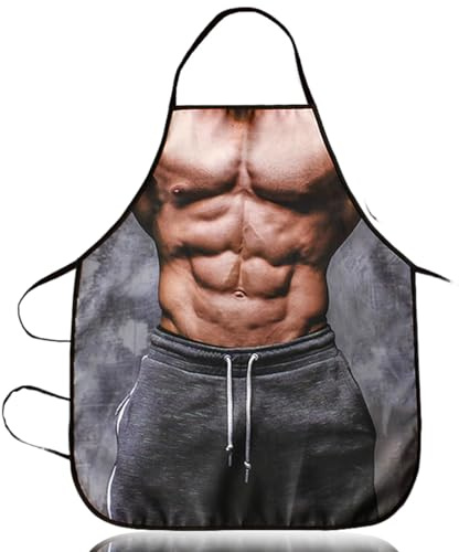 LACHT Grembiule da Barbecue Divertente per Uomo,Uomo sportivo muscoloso e in forma,Cucina Cuoco Cucinando Barbecue Grembiuli Natale Regalo di Compleanno per Marito, Moglie, Papà, Mamma, Amici