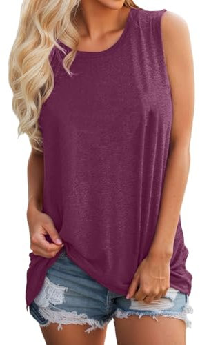 Top sportivo da donna per fitness, canotta estiva da donna, senza maniche, tinta unita, sportivo, oversize, canotta estiva leggera e traspirante, canotta larga, resistente, per corsa, yoga