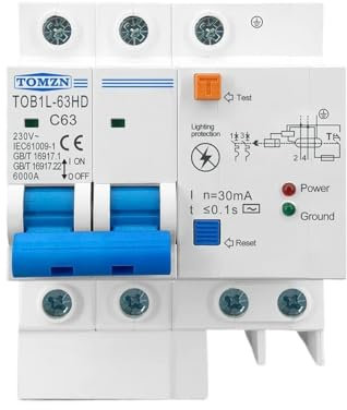 TENVORA Magnetotermico,Interruttore Magnetotermico Interruttore differenziale Interruttore Principale con Protezione RCBO MCB con Protezione Contro i fulmini SPD(16a)