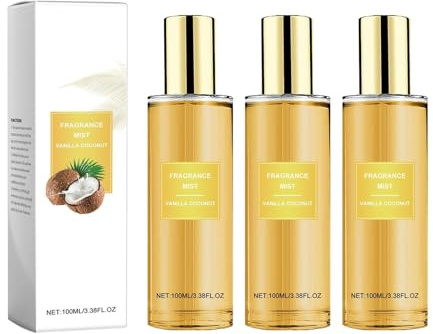 Vanilla Coconuts Fragrance Mist, Vanilla Body Spray, Coconut Perfumes for Women, Long Lasting Hair and Body Mist for Women (3pcs)