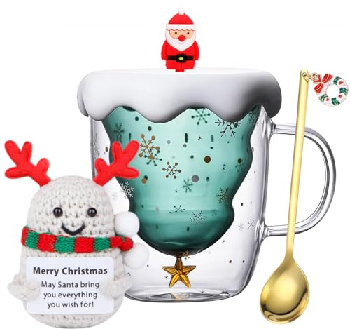 JORTINE Weihnachtstasse Geschenkset Frauen, Weihnachten Geschenke für Frauen, Weihnachtsgeschenke für Beste Freundin Schwester Kollegin Mama Kinder, Süße Geschenke mit Weihnachtsgläser 300ml