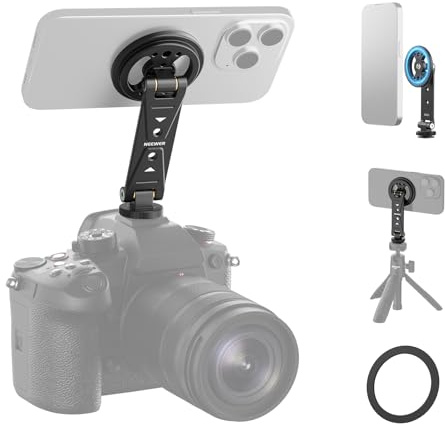 NEEWER Magnetische Handyhalterung Smartphone Stativ mit Cold Shoe, Phone Holder Adapter aus Metall für Tripod Kamera Mount kompatibel mit MagSafe iPhone Samsung Huawei Android für Videoaufnahmen DS031