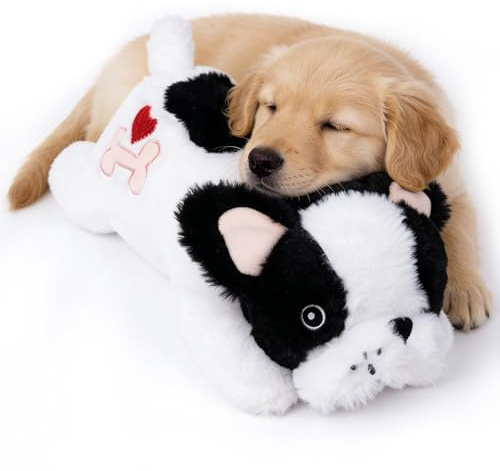 Pet Prime Kuscheltier für Hunde & Welpen mit Herzschlag & Wärmefunktion – Beruhigungsspielzeug gegen Angst, Stress & Einsamkeit, Plüschhund mit Variabler Herzfrequenz und Wärmepads