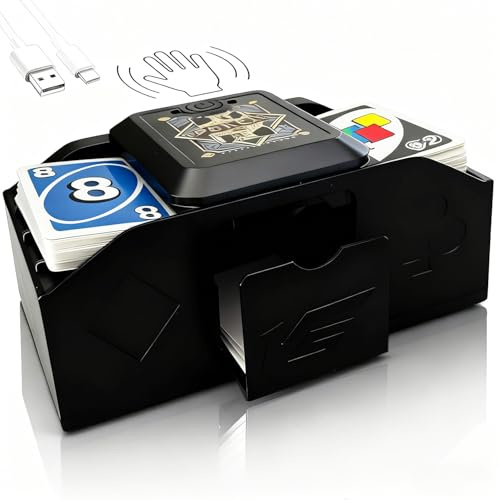 GEDEGOOK Automatischer Kartenmischer, USB/Batteriebetriebener Elektrisch Kartenmischmaschine, Sensierbarer Spielkarten-Shuffler für 1-2 Deck, Heimkartenspiele, Romme, Poker, Phase 10, Blackjack