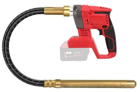 Cordless Concrete Vibrator Handheld for Milwaukee 18V Battery (Tool Only), Brushless Cement Mixer with Variable Speed Trigger & Lock Button, Anti-Slip Handle, High-Frequency Alloy Poker for Concrete