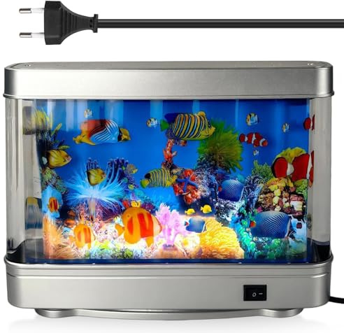 LED Aquarium Lampe Nachtlicht, Künstliches Aquarium mit beweglichen Tropische Fische, Zierfisch-Simulationlampe Dynamische Ozean Stimmungslampe, Desktop Dekoration für Wohnzimmer Schlafzimmer Büro