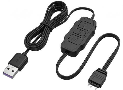 ARGB Controller USB 5V 3-Pin Mini RGB LED Steuerung für PC Lüfter 70cm | Direkte Stromversorgung Über Powerbank, Manuelle Tastensteuerung Ohne Software, Dreihundert Lichteffekte, Kompakte Bauweise