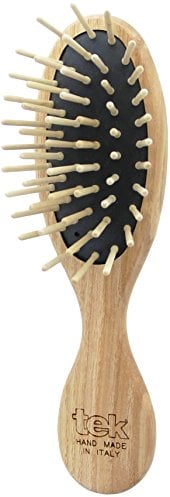 TEK - Kleine ovale Holzbürste, handgefertigt in Italien, Universal-Taschenbürste - 15,5 x 4,7 cm