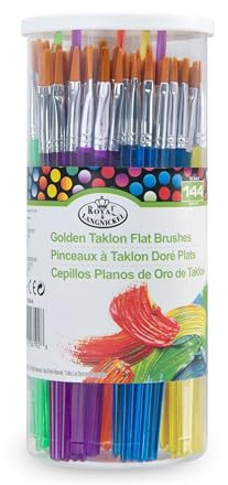 Royal and Langnickel Flat Taklon Variety Brushes Classroom Canister Set - Gold (Pack of 144)