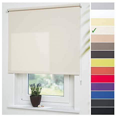 Liedeco® Rollo, Fenster Rollo, Kettenzug-Rollo / 162 x 180 cm (Breite x Höhe), Cream/lichtdurchlässig, Blickdicht/viele Farben, Größen und Typen/Breiten 60-200 cm/Variable Montage möglich