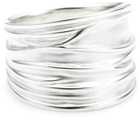 Vinani Damen Ring 925 Silber - breit Struktur sandgestrahlt glänzend aus 925 Sterling Silber für Frauen - RBM58