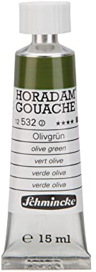 Schmincke - Horadam Gouache, Olivgrün, 15 ml-Tube, 12 532 006, feinste Gouache, natürliche Deckkraft, höchst pigmentiert, farbintensiv und matt