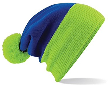 Beechfield B451 Zweifarbige Strickmütze Bro-LIM Snowstar, Schwarz, Einheitsgröße