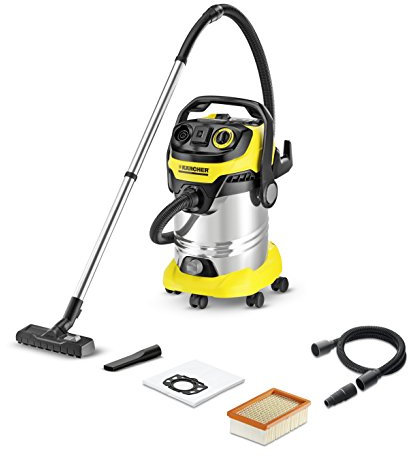 Kärcher WD6 P Premium - Aspirador en seco y húmedo, 1300 W, 30 l con depósito en acero inox, versión española