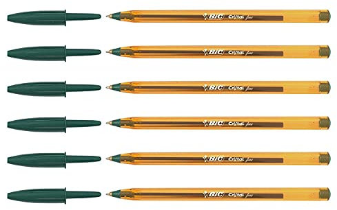BIC – Lote de 6 bolígrafos bolígrafo 'cristal' naranja punta fina verde