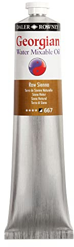 Daler Rowney Georgian Water Mixable Oil Paint Raw Sienna 200ml Tube - Art Paints for Canvas Paper and More - Oil Painting Supplies for Artists and Students - Artist Oil Paint for Any Skill Set