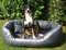 tierlando® Pepper Orthopädisches Hundesofa in Kunstleder | 13cm mächtige Matratze VISCO | (Graphit Grau 135cm XL | Anti-Haar | Formstabil XXL-Kuschel-Rand |