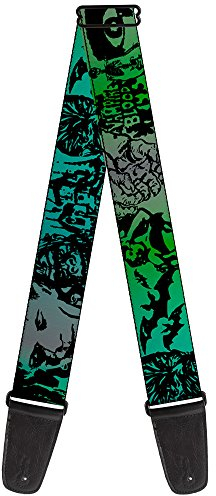 Buckle-Down Gitarrengurt Retro Monster Aqua Black 5,1 cm breit