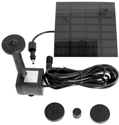 Primrose 150LPH Solar Powered Pond Water Feature Pump Kit Garden Outdoor with 4 Fountain Heads