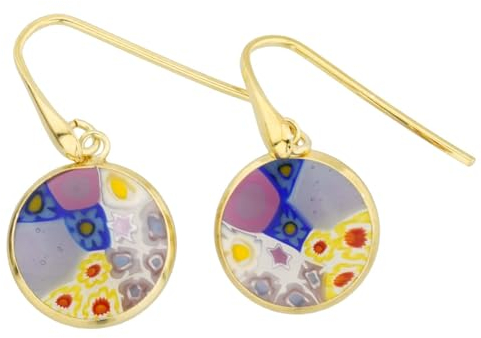 Millefiori Runde Ohrringe - Gold