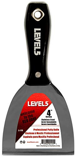 4 Stainless Steel Drywall Joint Knife - LEVEL5 | Pro-Grade | Metal Hammer End | Sheetrock Gyprock Plasterboard Mud | 5-170
