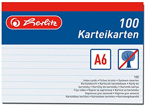 Herlitz Karteikarten A6, Liniert (400 Stück, Weiß)
