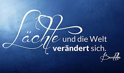 timalo® Wandtattoo Zitat von Buddha – „Lächle und die Welt verändert sich“ | 75013-dunkelbraun-80x35cm