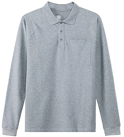 Men's Golf Polo Shirts Long Sleeve Casual Solid Stylish Dry Fit Performance Designed Collared Golf Polo Shirts, 12131-grey, Medium