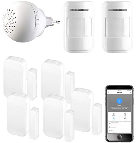 VisorTech Alarmanlage WLAN: 8-teiliges Funk-WLAN-Alarmsystem für Funk-Geräte an App Elesion (Alarm-Anlagen, Funk-Alarmanlagen-Set, Fenstersensor)