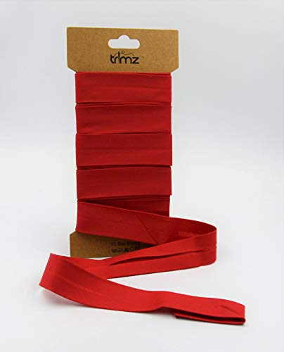 Trimz TCRED255C Schrägband aus Baumwollmischgewebe, rot, 25mm x 5m, 5 Meter