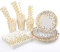Dsaren 150 Piezas Vajilla Desechable Fiesta Cumpleaños Set Servilletas Vasos Platos Pajitas para Fiestas, Bodas, Aniversarios, Graduación, Jubilación, Vispera de Año Nuevo (Oro)