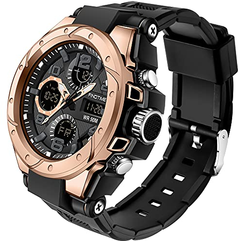 Herren Militärische Digitale Sportuhr Große Anzeige Armbanduhr 5ATM wasserdichte mit Wecker Kalender Stoppuhr Chronograph
